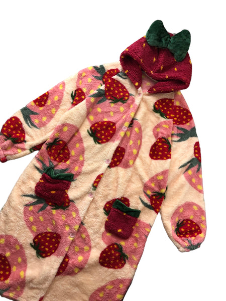Strawberry Fleece Coat with Hood