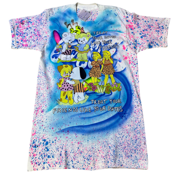 Hand Splattered Neon Friends Short Sleeve Crewneck