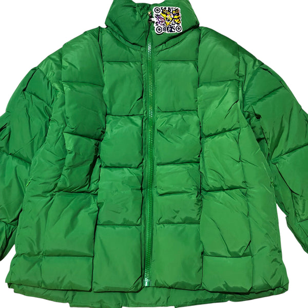 Green Woven Puffer Jacket