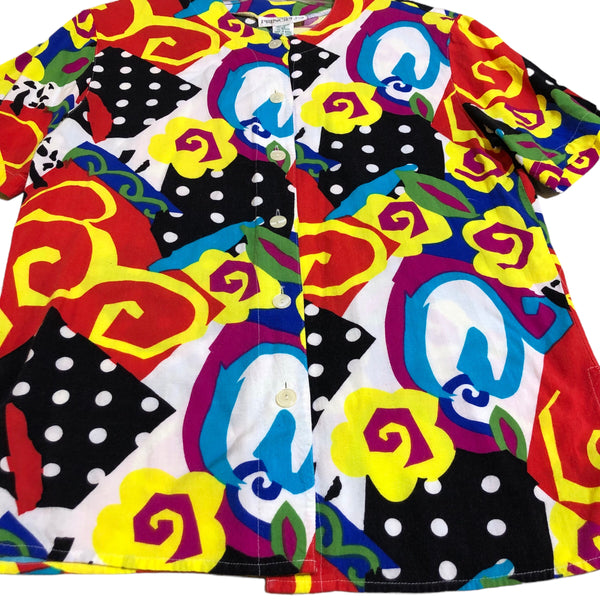 Vintage Colorful Short Sleeve Button Up Shirt