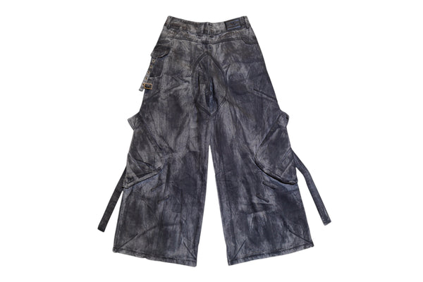 Black Acid Denim Jacket Pants Set