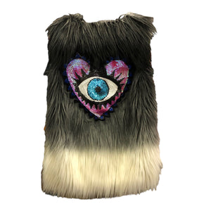 Embellished Heart Eye faux fur vest