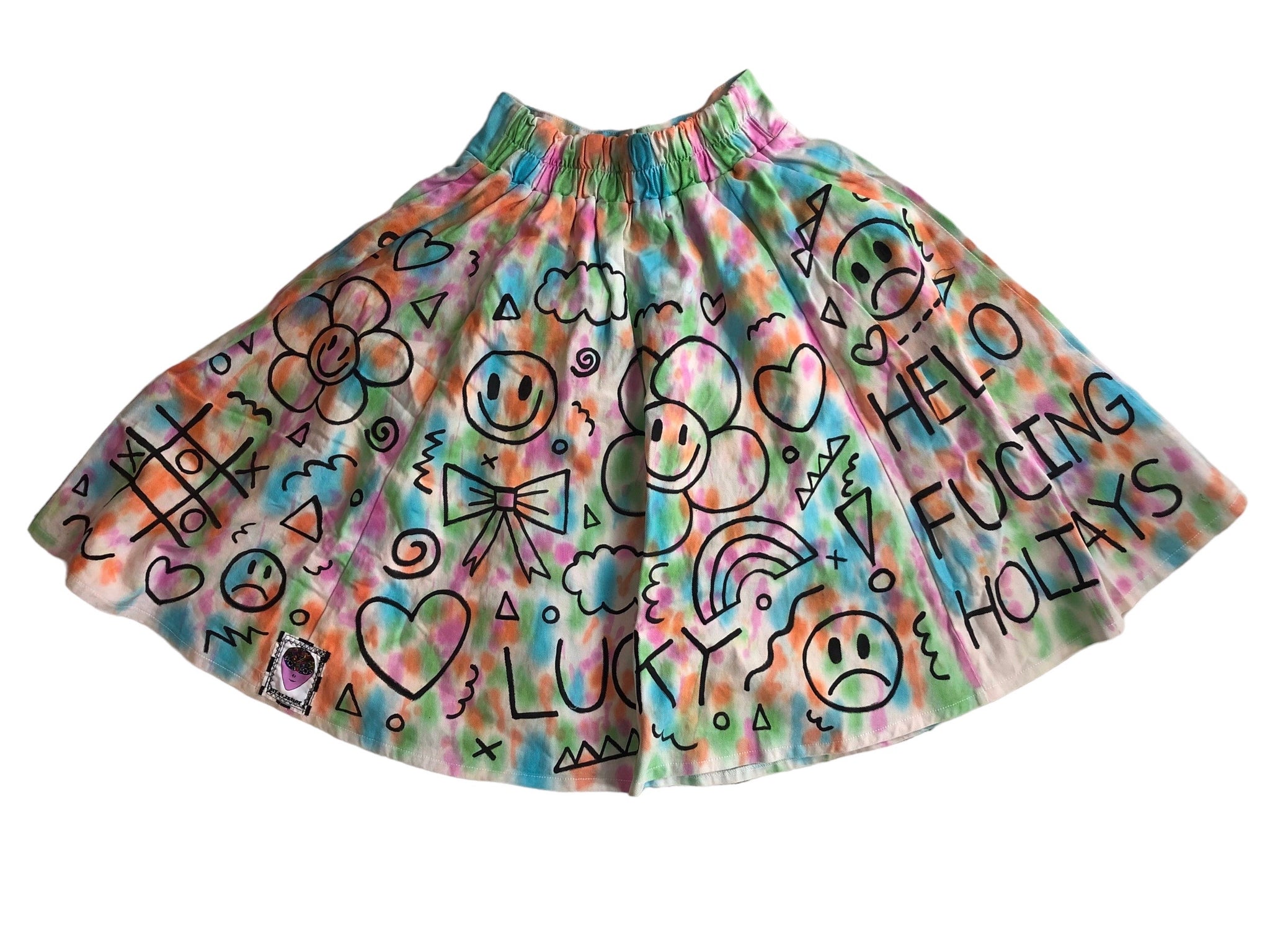 OOAK Handpainted Happy Skirt by Zealot