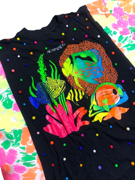 OOAK Upcycled Rainbow fish Shirt by Zealot