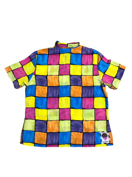 Rainbow check Short Sleeve Button up By Zealot