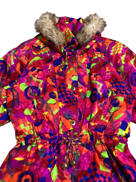 Vintage Red Colourful Ski Jacket