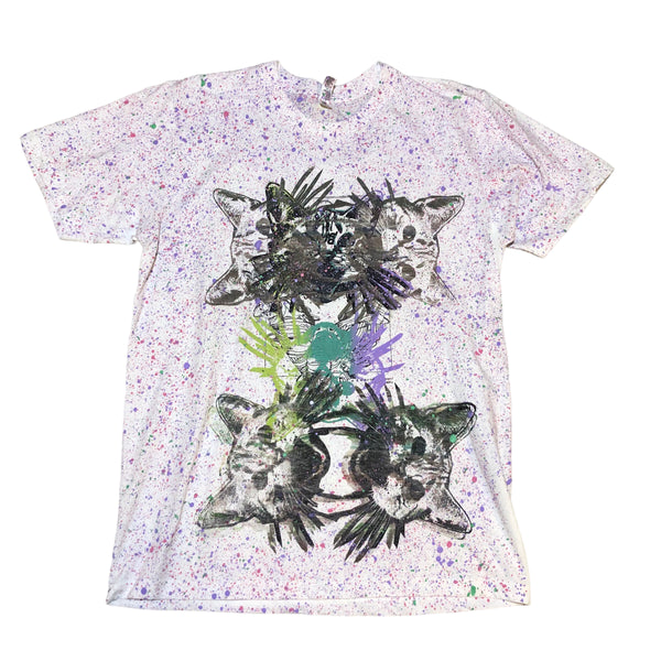 OOAK Hand Splattered Rainbow Cat Short Sleeve by Blim