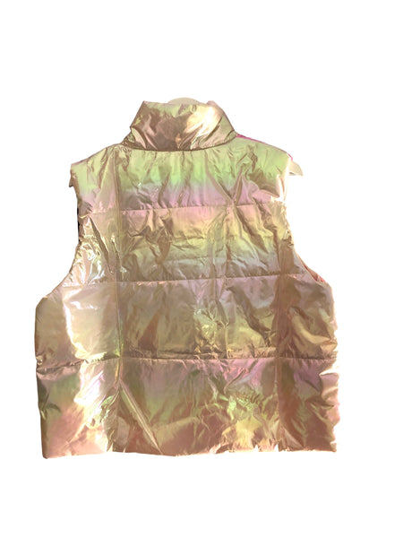 Holographic Pink & White Dual Puffer Jacket