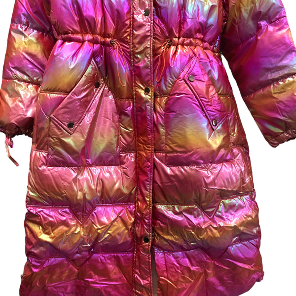 Iridescent Pink Metallic Puffer Jacket