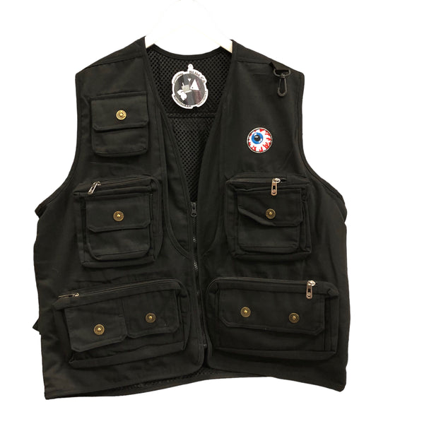 Escher Eyes Printed Patch Cargo Vest