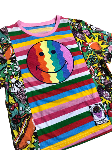 OOAK Upcycled Rainbow Smiley Shirt by Zealot