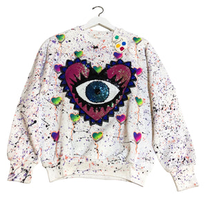 Sequin Eye Heart Collage Blim x JamJams Sweater