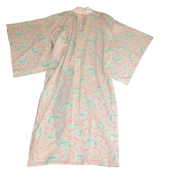 Pink Blue Dragonfly Print Vintage Nagajuban