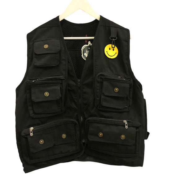 Escher Eyes Printed Patch Cargo Vest