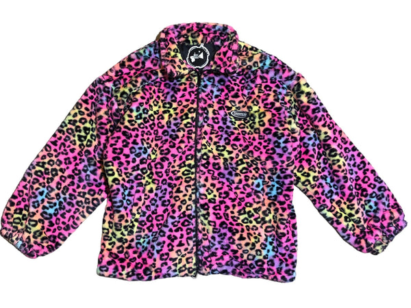 Rainbow Leopard Faux Fur Jacket