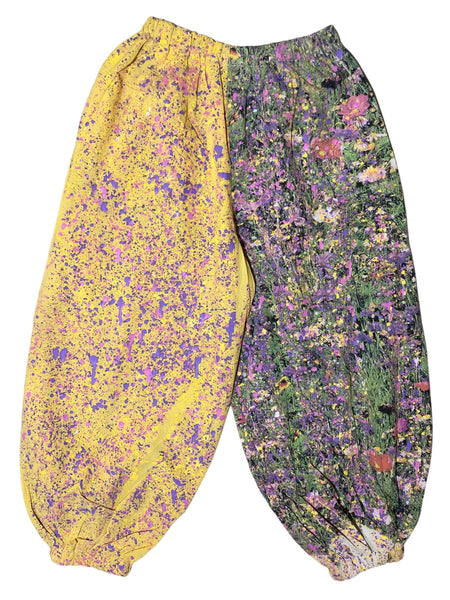 Hand Splattered Floral Print Pants