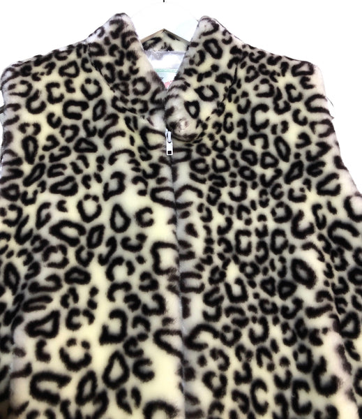 Vintage Snowy Leopard Faux Fur Vest
