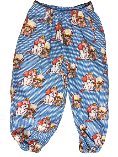 Custom Puppy Checkered Pattern Cotton Balloon Pant by Blim