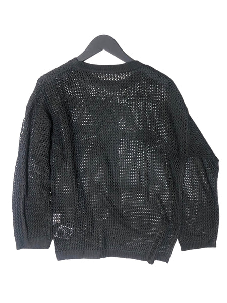 Black Cotton Mesh Sweater