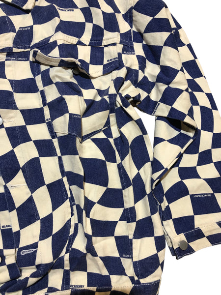 Checkered Pattern Denim Jacket