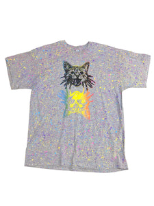 Hand Splattered Rainbow CatShort Sleeve OOAK