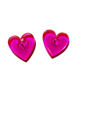 Neon Pink handmade heart earrings by Neon