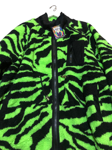 LAST ONE! Neon Zebra Patterned Fleece Long Jacket