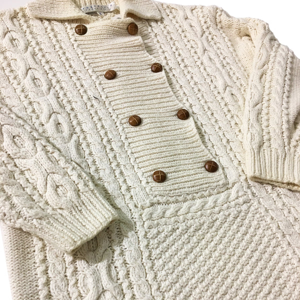 Perry Ellis Cream Double Breasted Shawl Sweater
