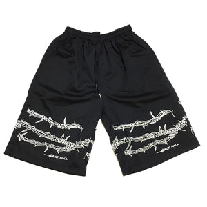 Black and White Barbed Wire Print Shorts