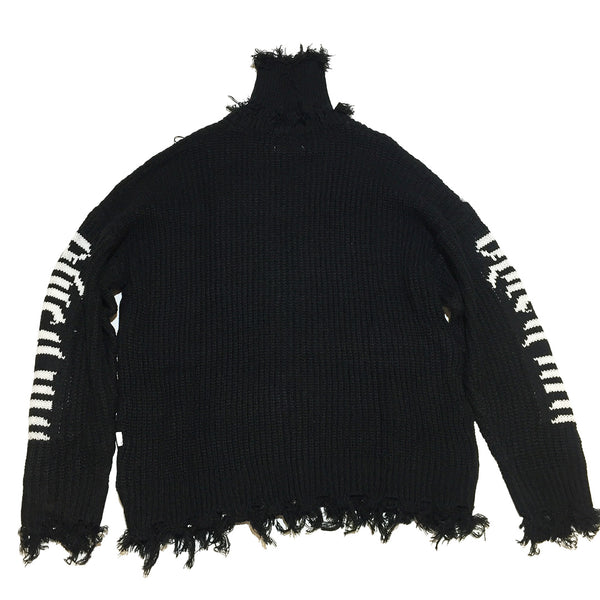 Black Air Distressed Knit Turtleneck Sweater