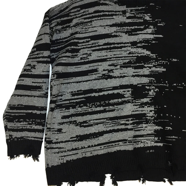 Black Grey  Damaged Knit Sweater