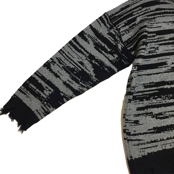 Black Grey  Damaged Knit Sweater