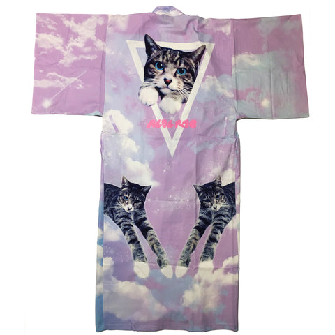 "Pastel Pink Blue Purple Space Cat" Kimono by ACDC RAG