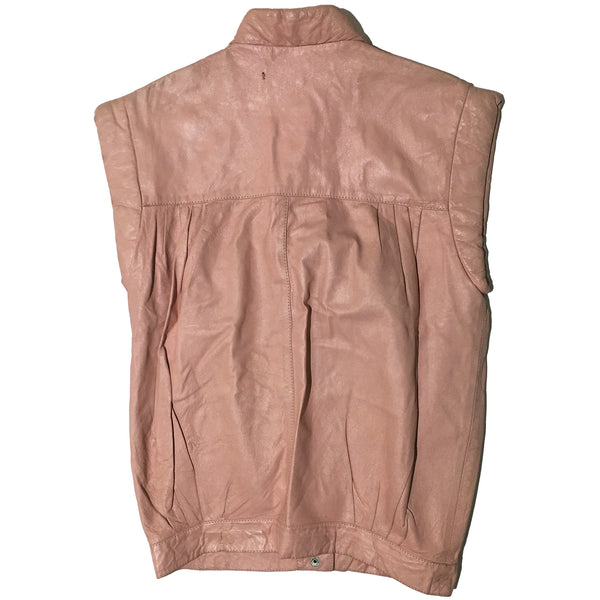 Pink Leather Sleeveless Jacket