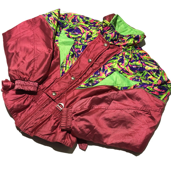 Descente Burgundy Neon Pattern Jacket