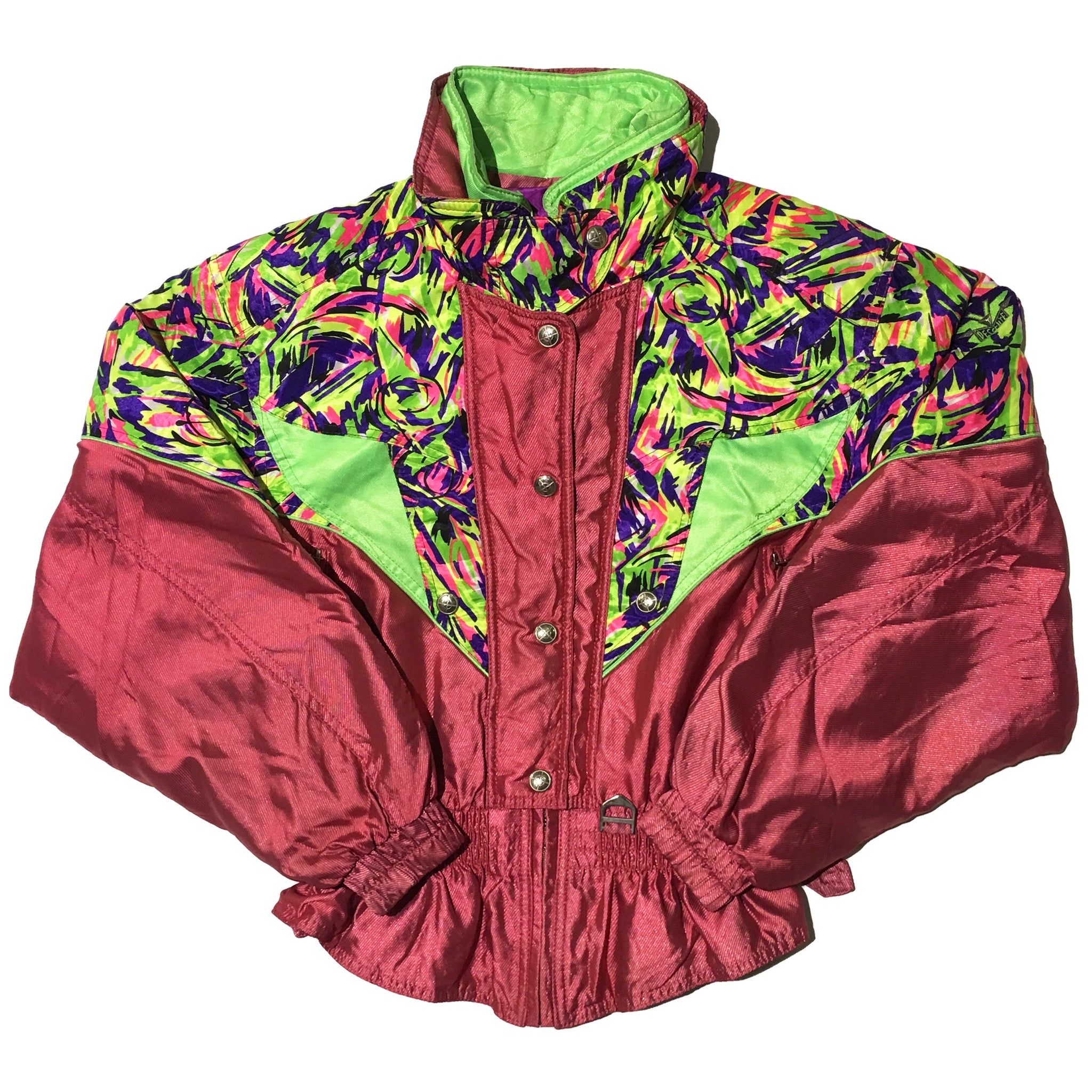 Descente Burgundy Neon Pattern Jacket