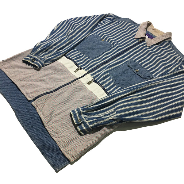 Saint-Saens Striped Collared Zip Up Shirt