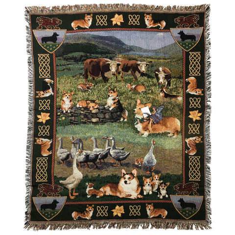 Gone Doggin Large Corgi Tapestry