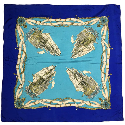 Compass & Ship Silk Square Scarf