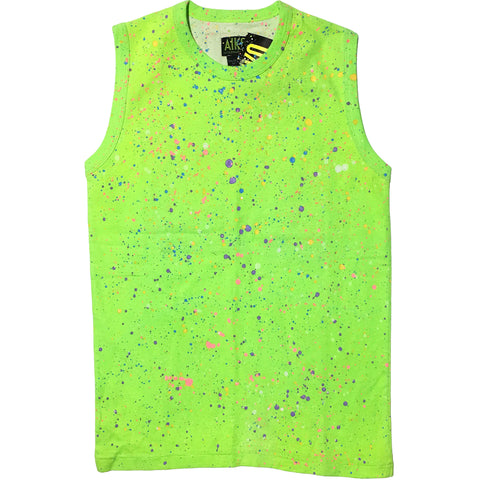 Aiko Sports Neon Green Splattered Tank Top