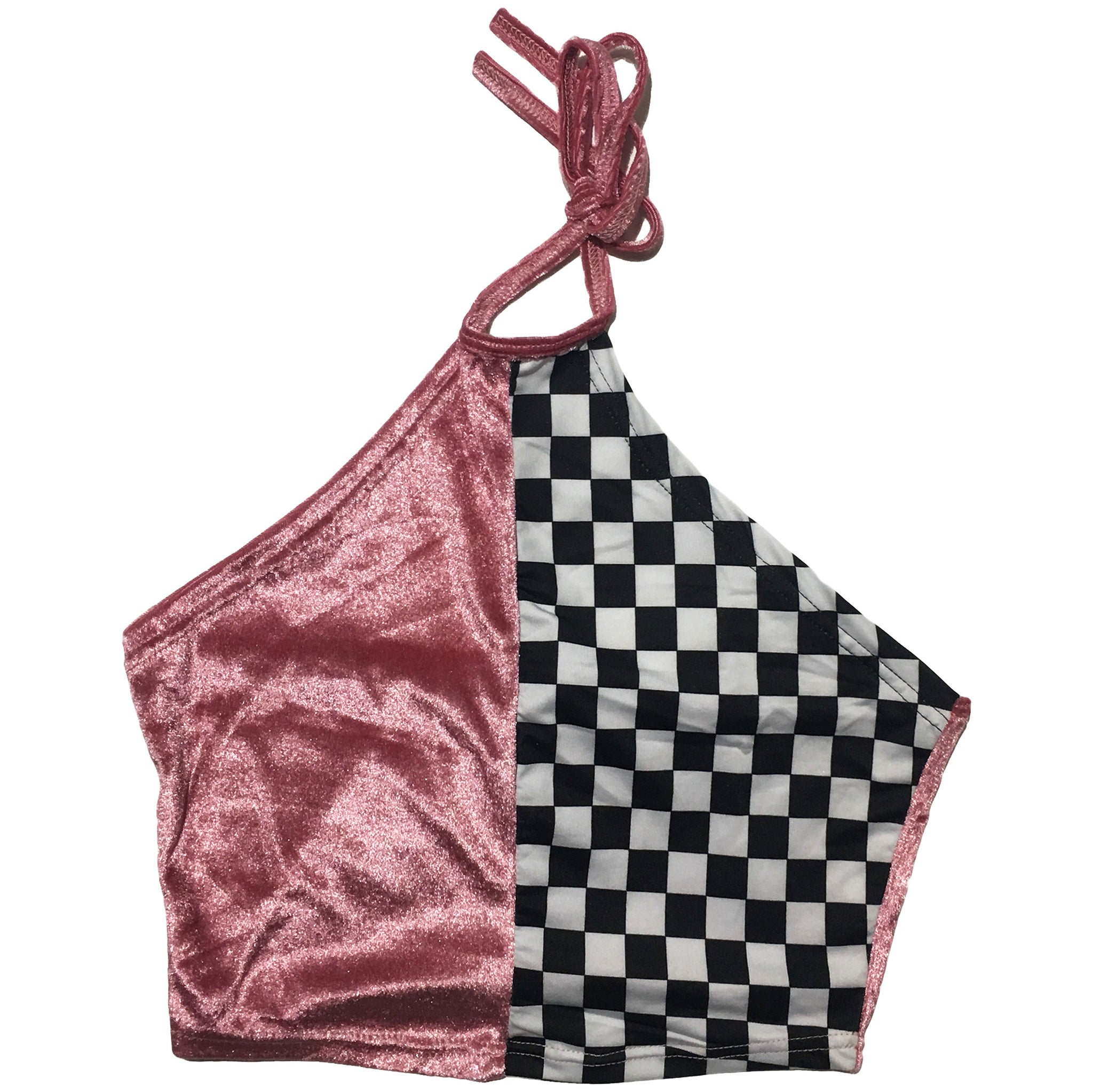 Pink & Checkered Crop Top