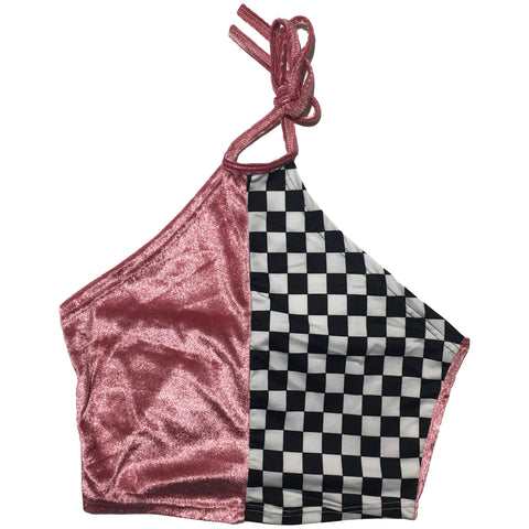 Pink & Checkered Crop Top