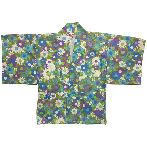 Purple, White and Blue Flower Pattern Haori