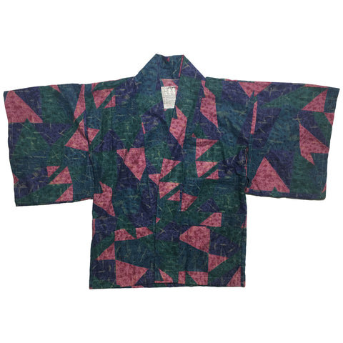 Deep Purple, Green, and Blue Triangle Pattern Haori