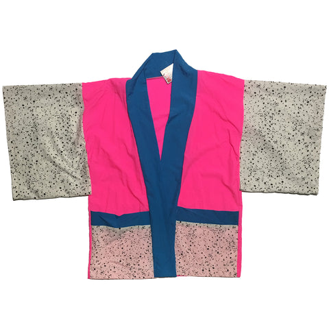 Neon Pink, Blue, and Splatter Print Haori