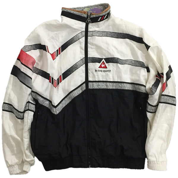 Le Coq Sportif White, Black, and Red Accent Track Jacket
