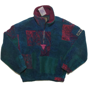 Phenix Blue, Green, and Red Polyester and Acrylic Half Zip Sweater