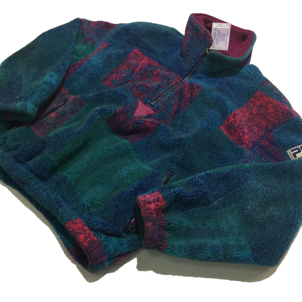 Phenix Blue, Green, and Red Polyester and Acrylic Half Zip Sweater