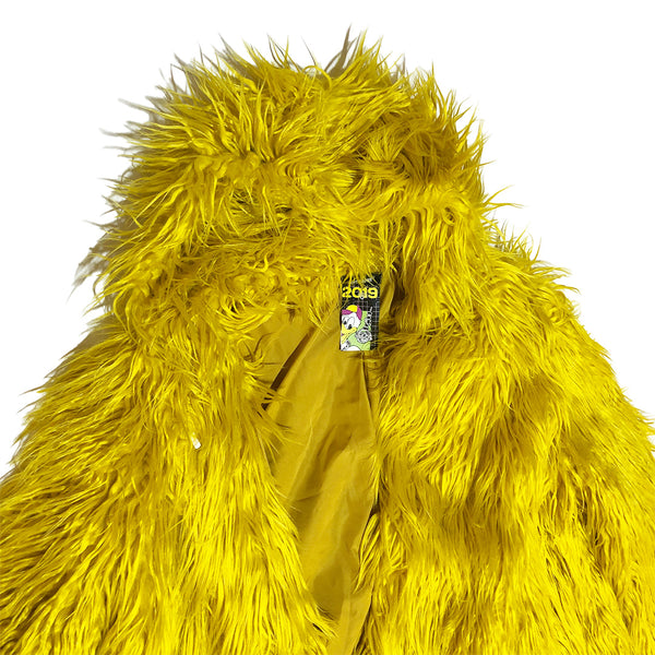 BACK IN STOCK! Yellow Faux Fur Long Jacket