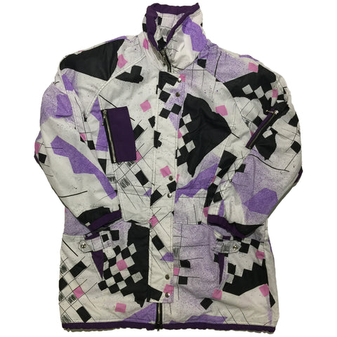 White, Purple, Pink Square Pattern Jacket